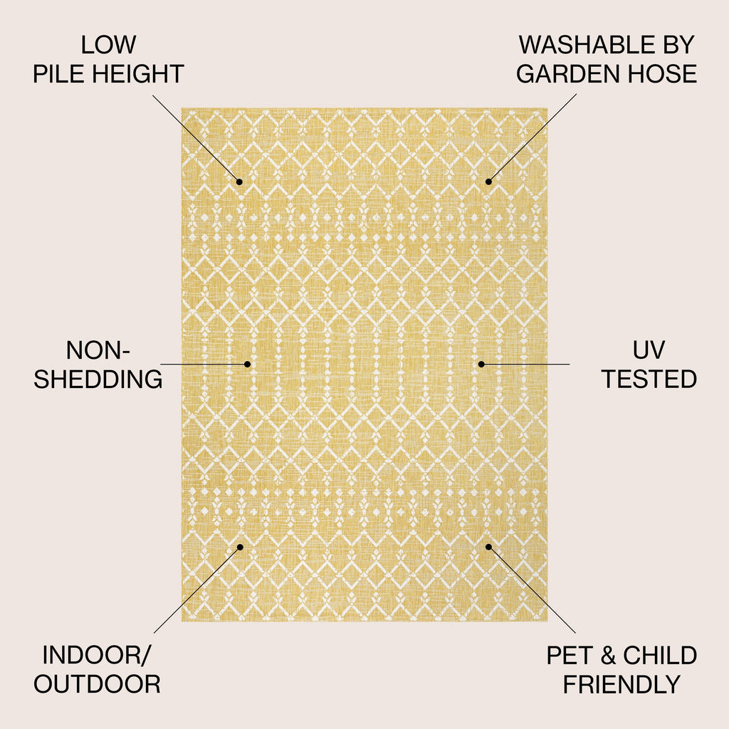 Tapis d'intérieur/extérieur JONATHAN Y Trebol à tissage géométrique texturé marocain