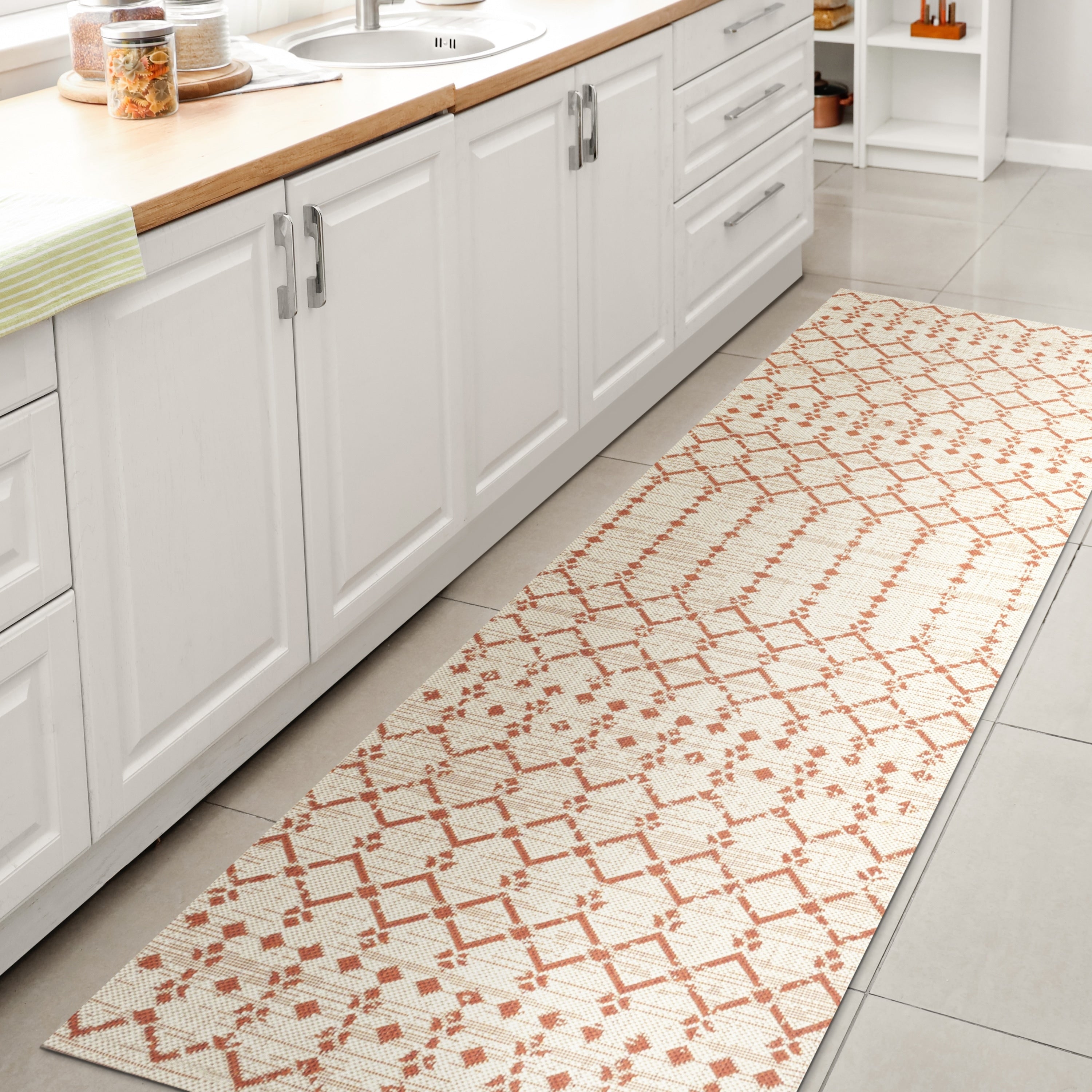 Tapis d'intérieur/extérieur JONATHAN Y Trebol à tissage géométrique texturé marocain