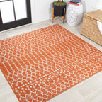 Tapis d'intérieur/extérieur JONATHAN Y Trebol à tissage géométrique texturé marocain