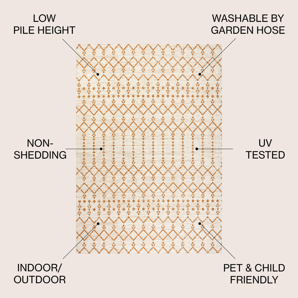 Tapis d'intérieur/extérieur JONATHAN Y Trebol à tissage géométrique texturé marocain