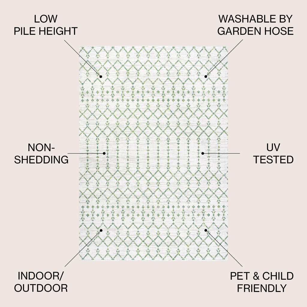 Tapis d'intérieur/extérieur JONATHAN Y Trebol à tissage géométrique texturé marocain