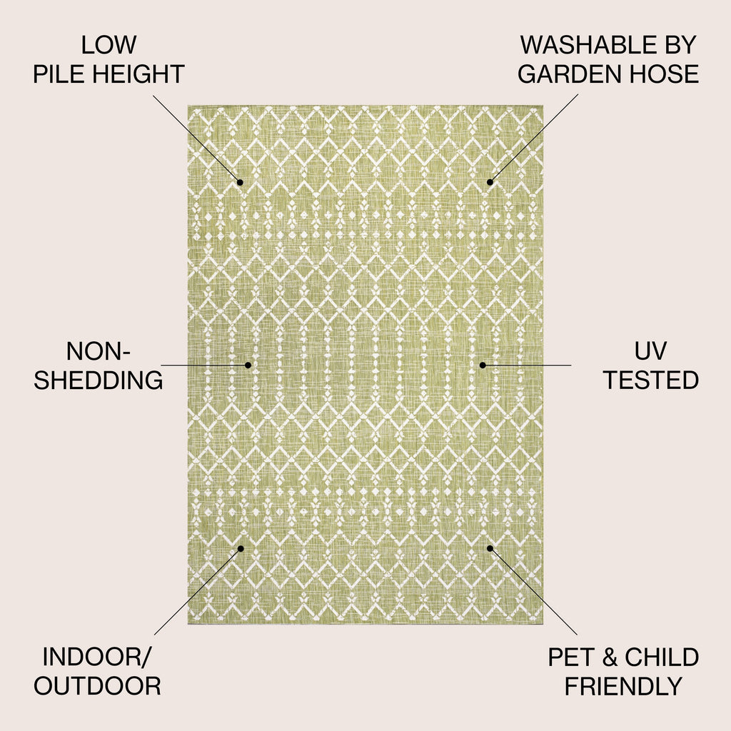 Tapis d'intérieur/extérieur JONATHAN Y Trebol à tissage géométrique texturé marocain