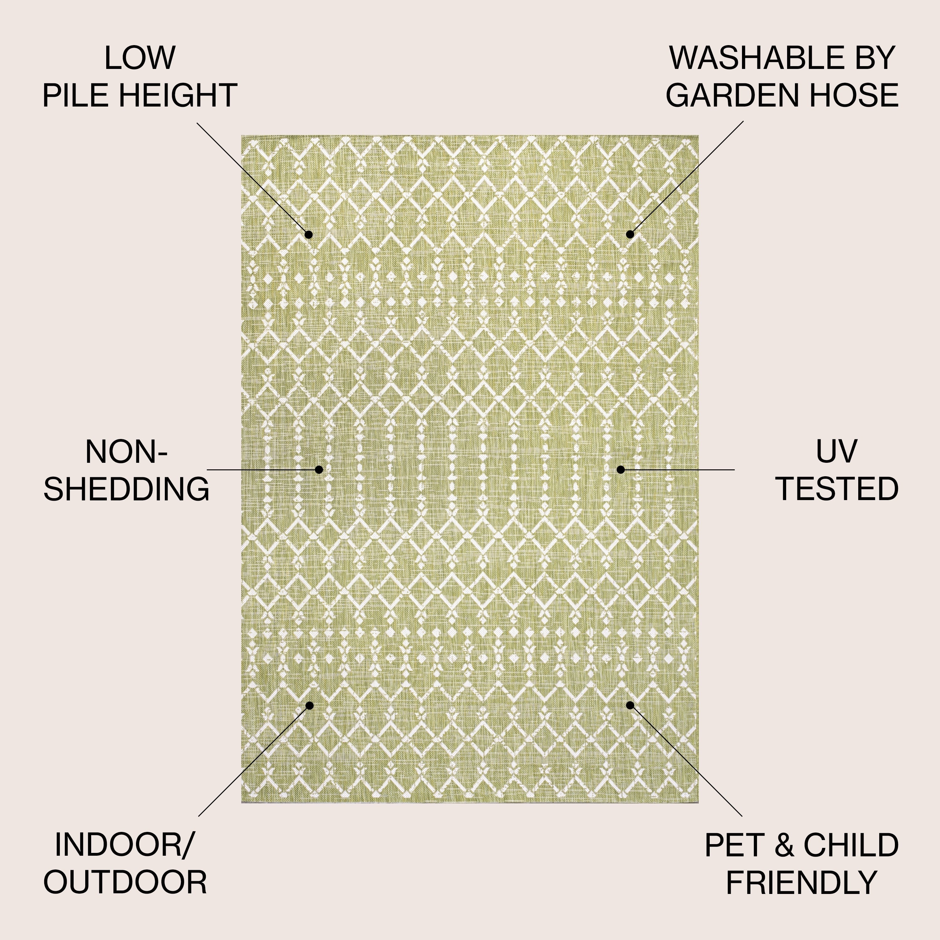 Tapis d'intérieur/extérieur JONATHAN Y Trebol à tissage géométrique texturé marocain