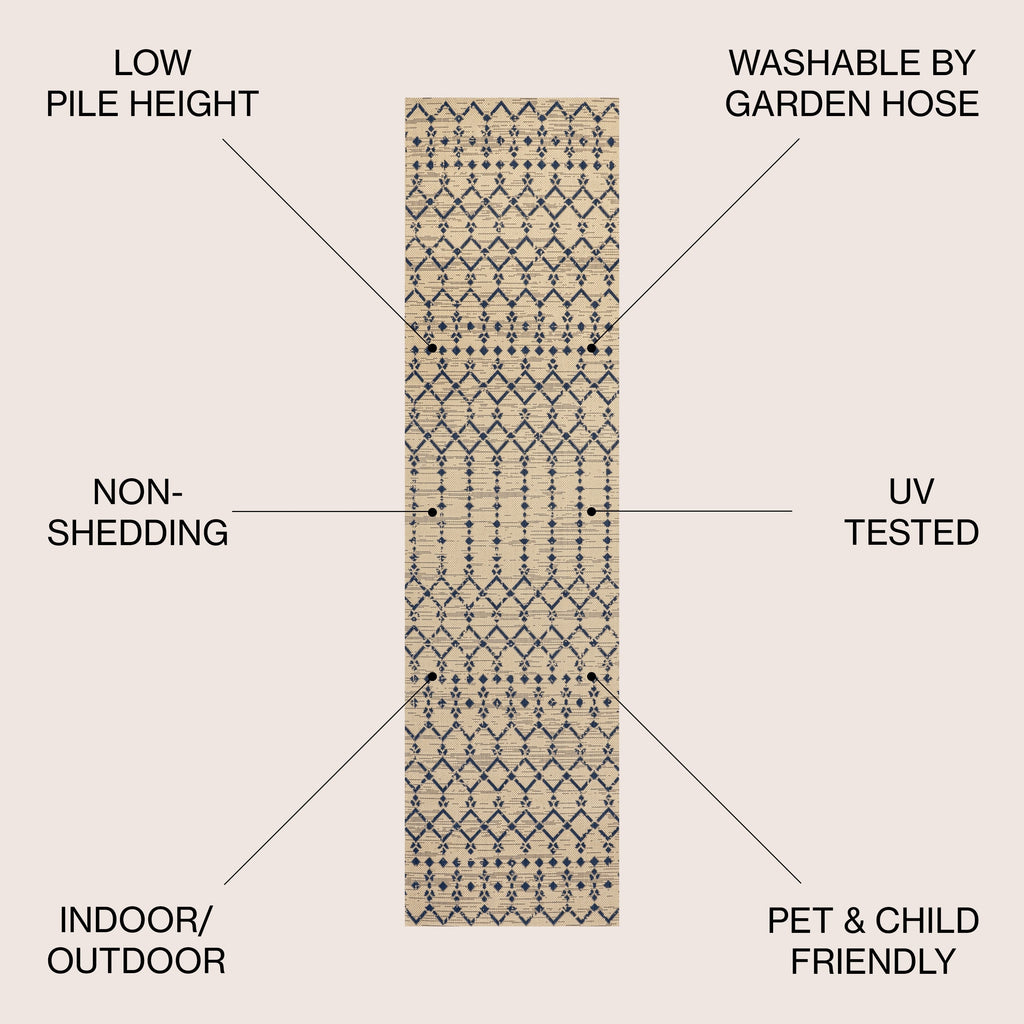 Tapis d'intérieur/extérieur JONATHAN Y Trebol à tissage géométrique texturé marocain