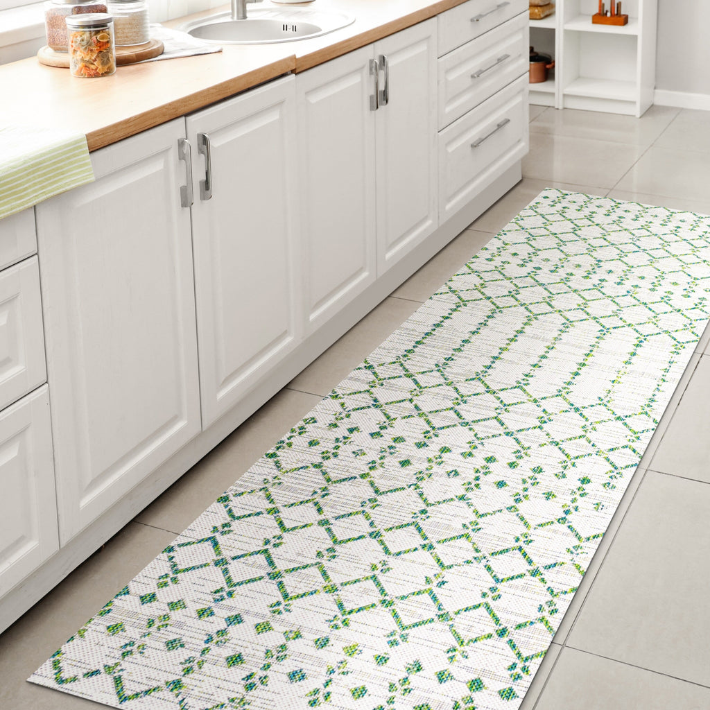 Tapis d'intérieur/extérieur JONATHAN Y Trebol à tissage géométrique texturé marocain