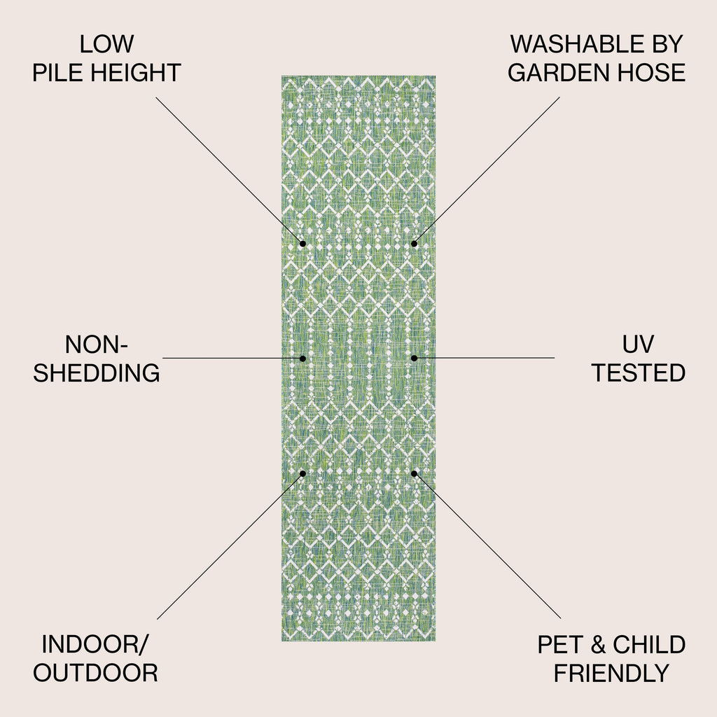 Tapis d'intérieur/extérieur JONATHAN Y Trebol à tissage géométrique texturé marocain