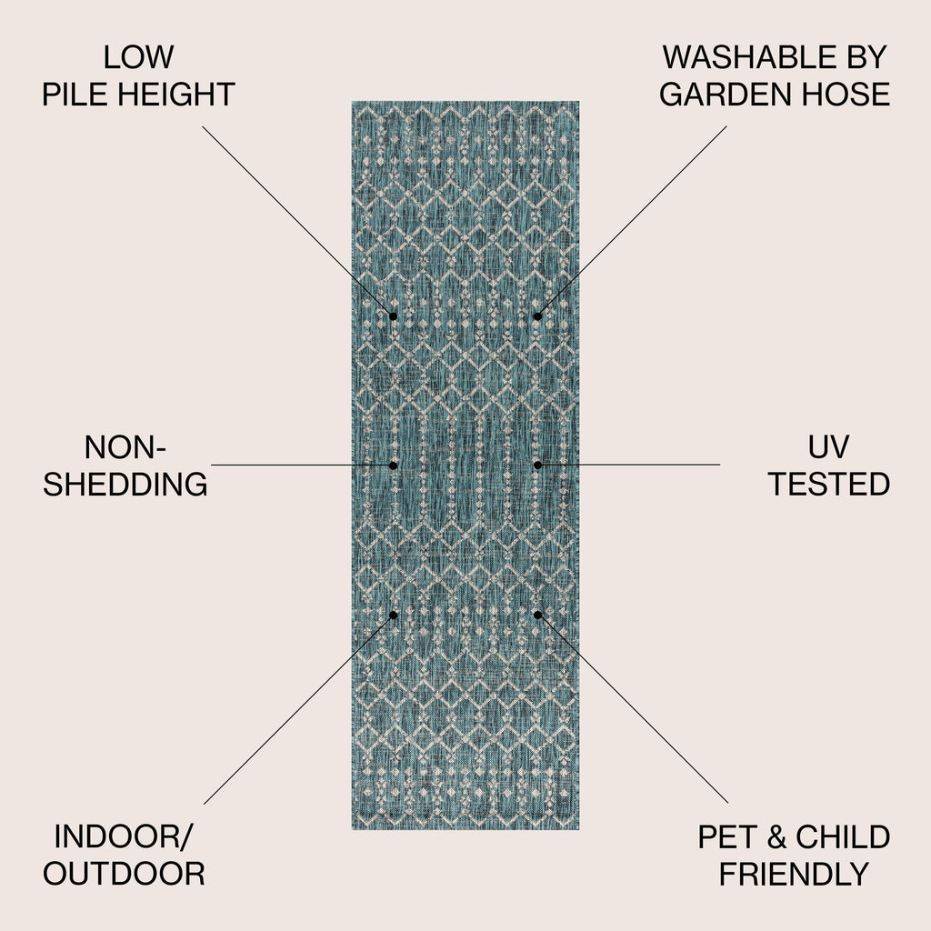 Tapis d'intérieur/extérieur JONATHAN Y Trebol à tissage géométrique texturé marocain