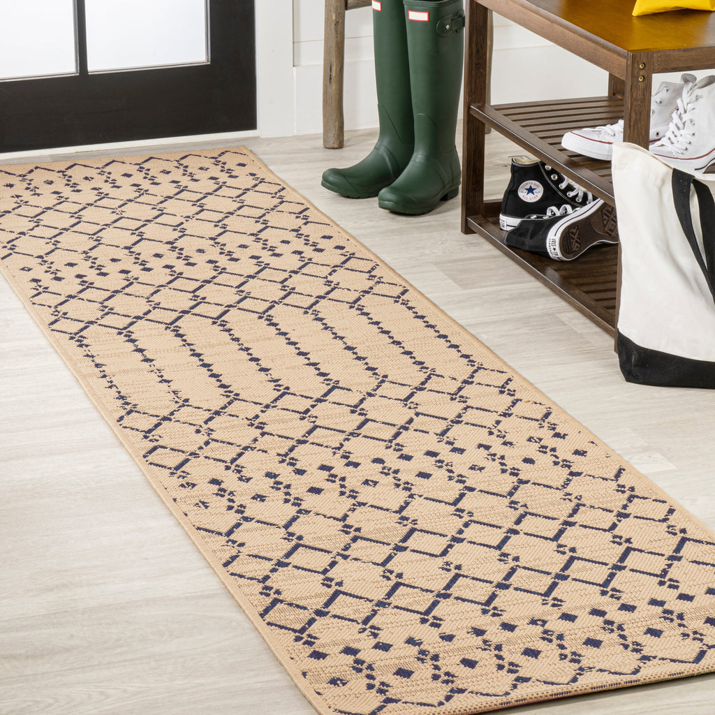 Tapis d'intérieur/extérieur JONATHAN Y Trebol à tissage géométrique texturé marocain