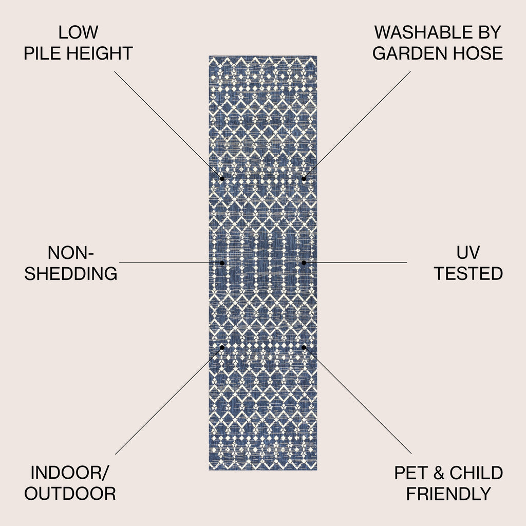 Tapis d'intérieur/extérieur JONATHAN Y Trebol à tissage géométrique texturé marocain