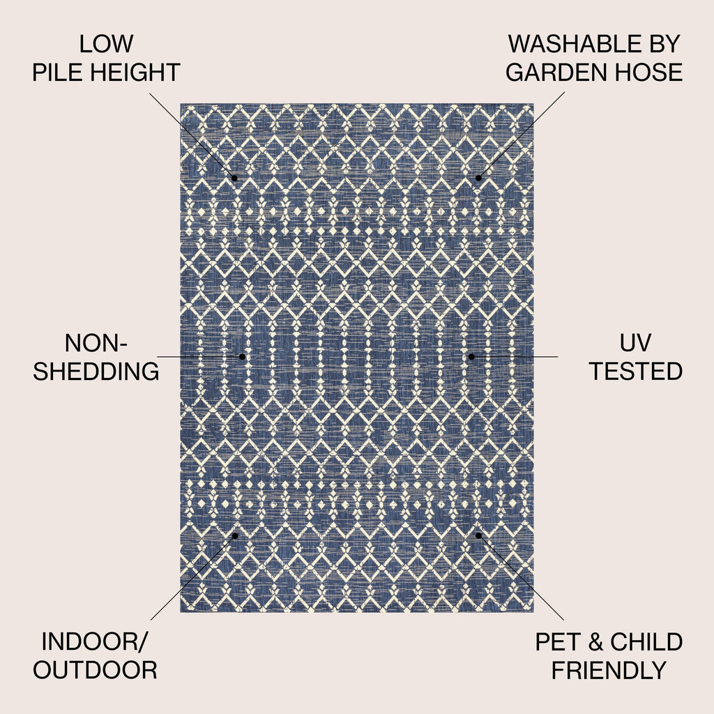 Tapis d'intérieur/extérieur JONATHAN Y Trebol à tissage géométrique texturé marocain