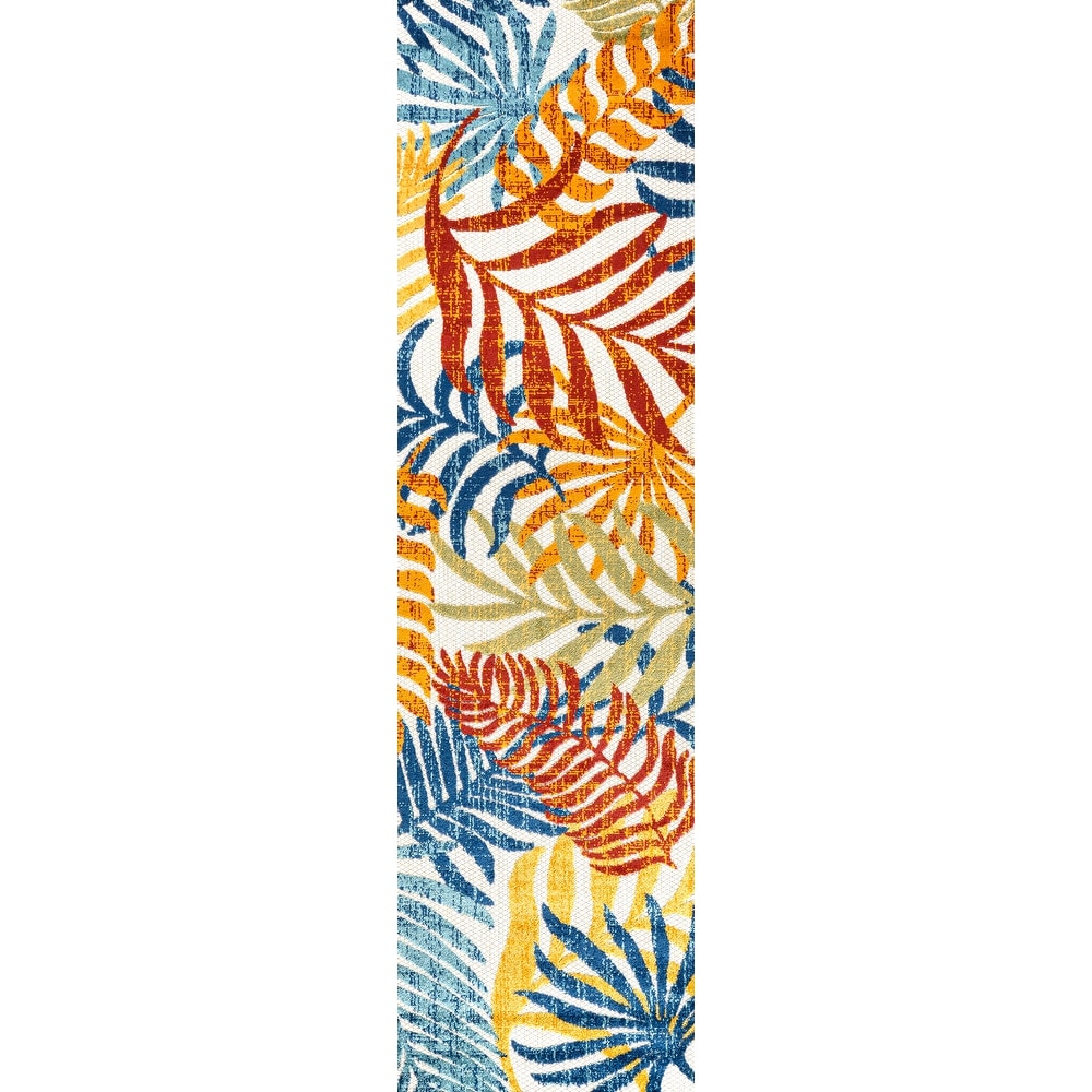 Tapis d'intérieur/extérieur JONATHAN Y Aydin à motifs de feuilles de palmier