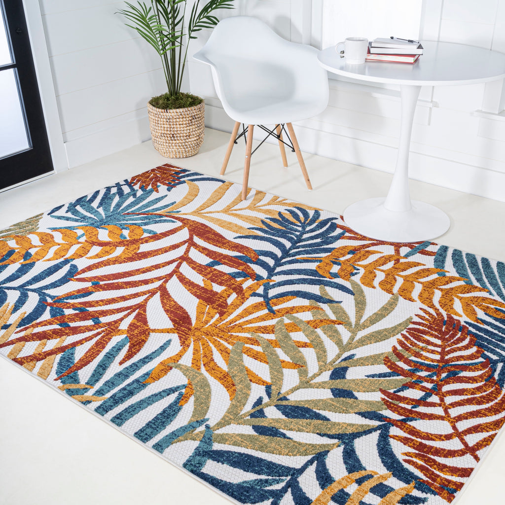 Tapis d'intérieur/extérieur JONATHAN Y Aydin à motifs de feuilles de palmier