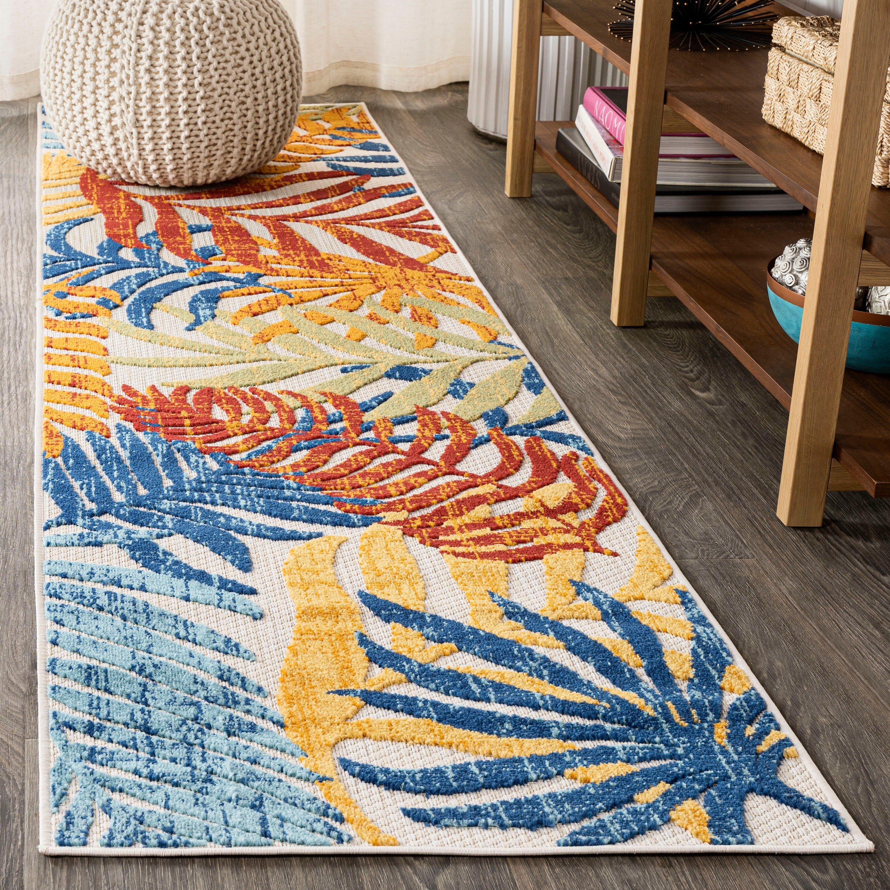 Tapis d'intérieur/extérieur JONATHAN Y Aydin à motifs de feuilles de palmier