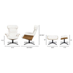 Fauteuil inclinable Jovan 31,5 en cuir véritable avec pouf