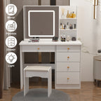 Coiffeuse Kerrogee avec miroir éclairé réglable et tabouret - 39,4 L x 19,7 l x 53,5 H