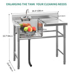 Évier de cuisine à cuve compartimentée en acier inoxydable, évier commercial autoportant