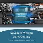 Réfrigérateur Lanbo 24 pouces à double zone, 18 bouteilles de vin et 55 canettes de boissons, en acier inoxydable et verre, avec porte française