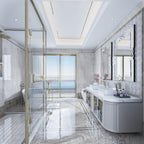 Grand miroir mural emboîtable avec perles de cristal rectangulaires