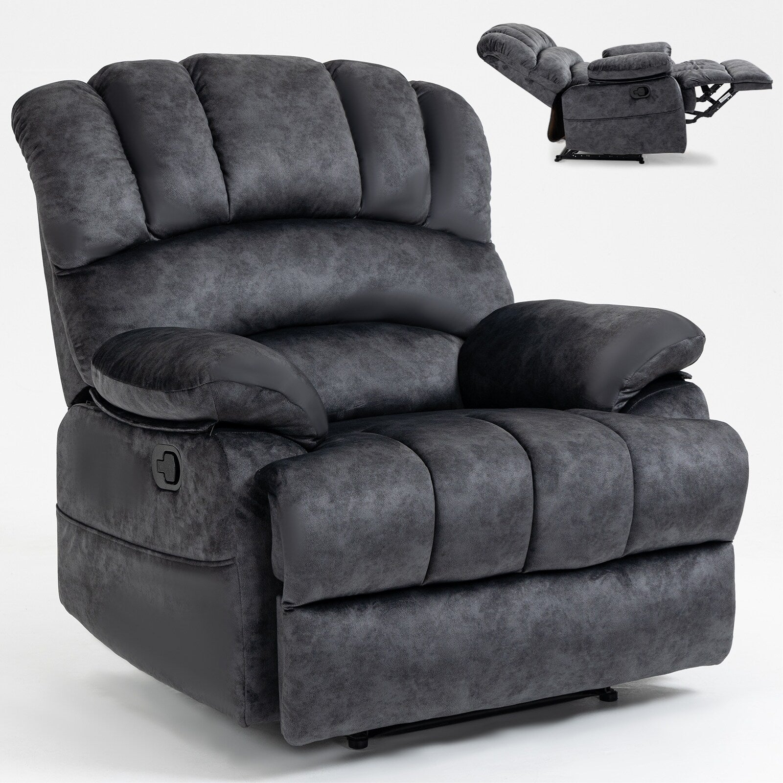 Grand fauteuil inclinable manuel pour adulte, canapé inclinable simple en tissu confortable, fauteuil inclinable rembourré pour salon