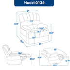 Grand fauteuil inclinable manuel pour adulte, canapé inclinable simple en tissu confortable, fauteuil inclinable rembourré pour salon