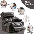 Grand fauteuil inclinable électrique avec chauffage et massage 8 points - Télécommande, port USB