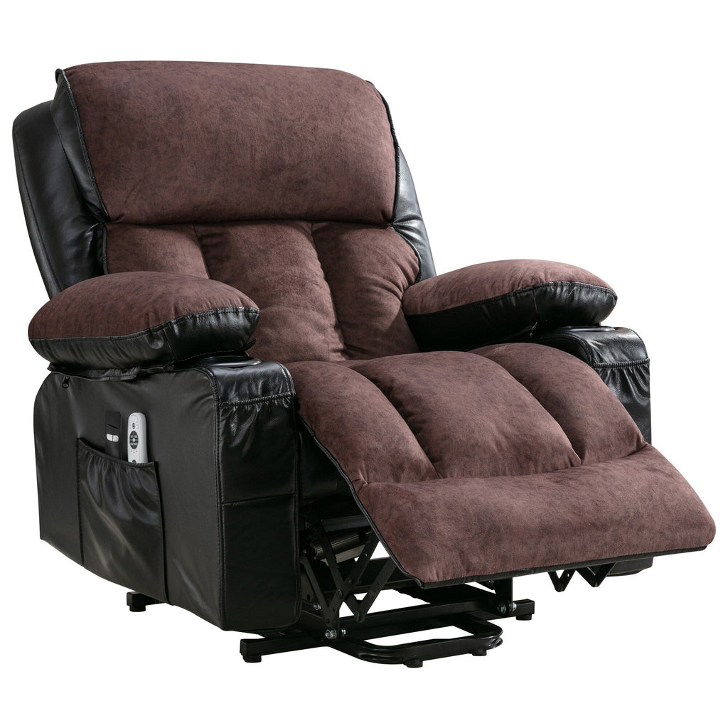 Grand fauteuil inclinable électrique avec chauffage et massage 8 points - Télécommande, port USB