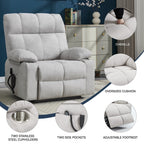 Fauteuil inclinable électrique Lazy Boy à double moteur en chenille avec massage et chauffage lombaire, deux porte-gobelets, gris-bleu