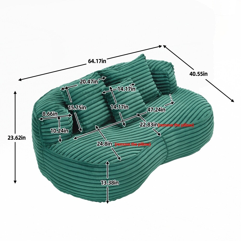 Canapé confortable et durable, fauteuil poire à dossier haut pour adultes et enfants - 2 places