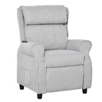 Fauteuil inclinable manuel rembourré gris clair pour enfants de 3 à 5 ans avec repose-pieds et 2 poches latérales