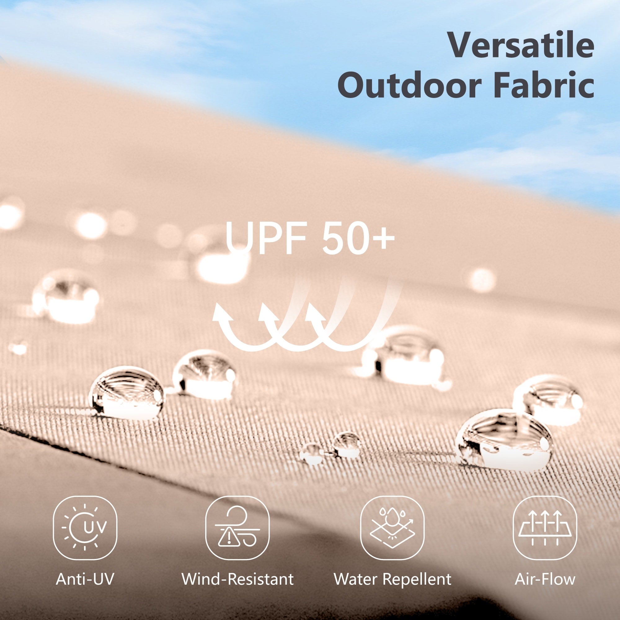 MAISON ARTS Parasol de marché extérieur rectangulaire à manivelle double face de 15 pieds Parasol de patio éclairé par LED solaire avec base incluse