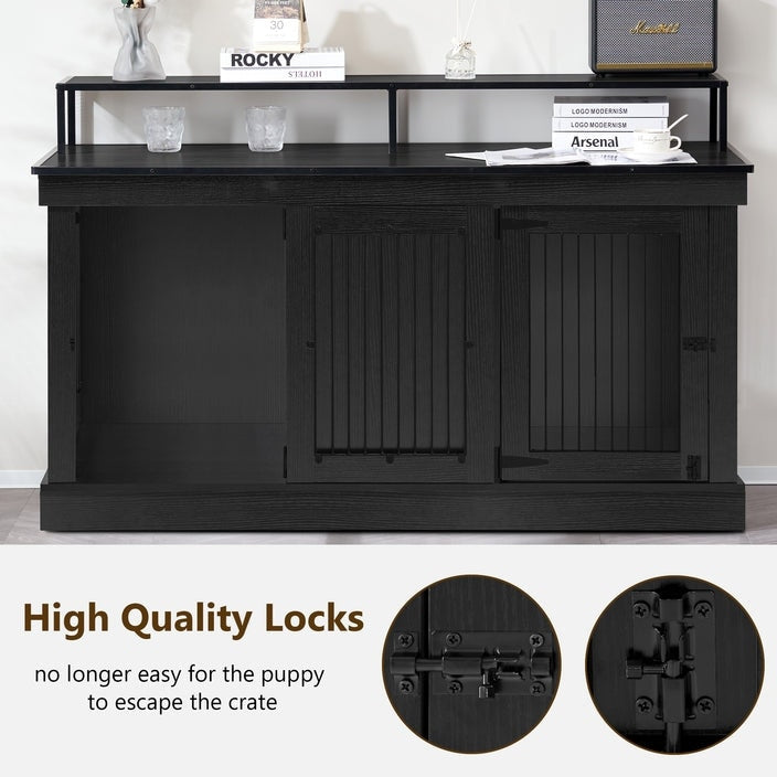 Meuble TV pour cage à chien Mcombo, grand format, niche en bois avec doubles portes, modèle 1861