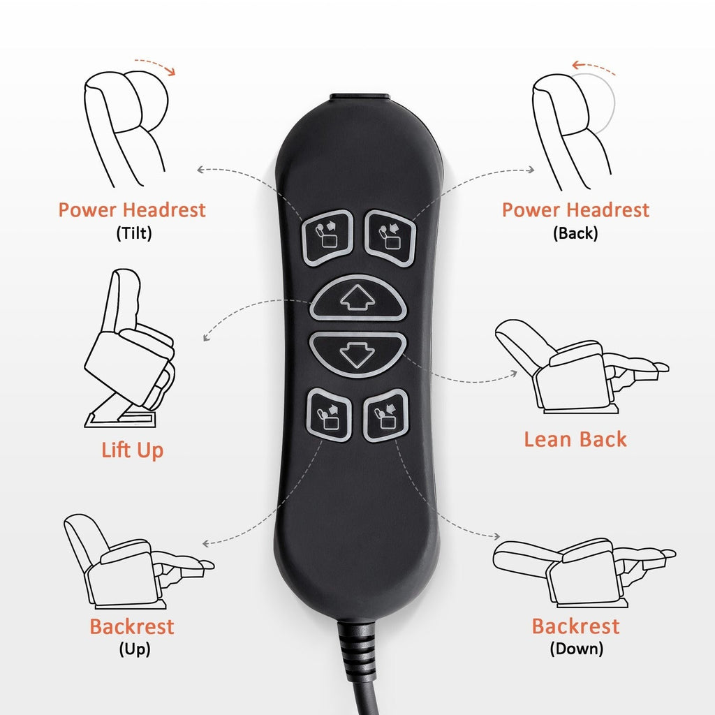 Fauteuil inclinable électrique à double moteur MCombo, grand format, avec massage et double chauffage, pour personnes âgées de grande taille, tissu R7635