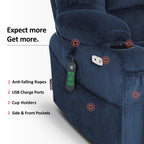 Fauteuil inclinable électrique à double moteur MCombo, grand format, avec massage et double chauffage, pour personnes âgées de grande taille, tissu R7635