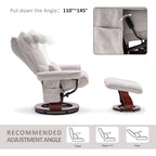 Ensemble de 2 fauteuils inclinables pivotants avec pouf et coussin de nuque, tissu chenille