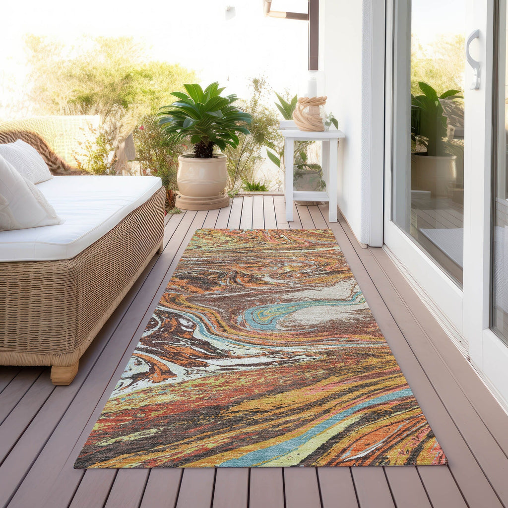 Tapis Chantille à motifs abstraits, lavable en machine, pour intérieur et extérieur