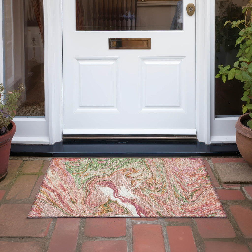 Tapis Chantille à motifs abstraits, lavable en machine, pour intérieur et extérieur