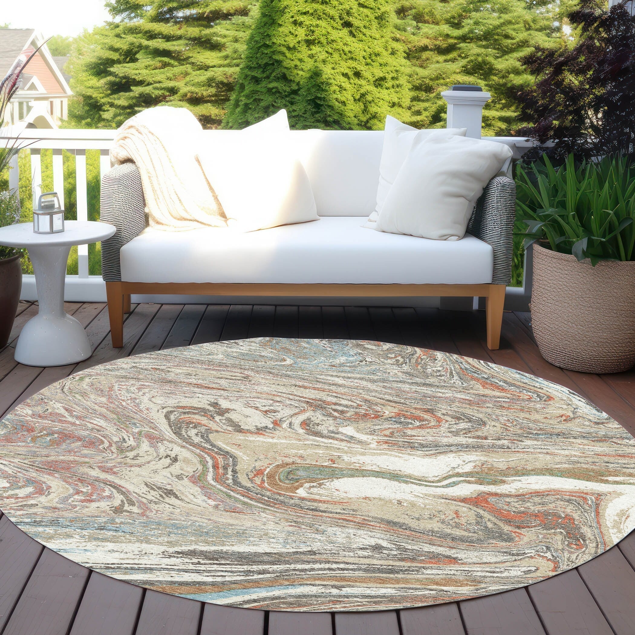 Tapis Chantille à motifs abstraits, lavable en machine, pour intérieur et extérieur