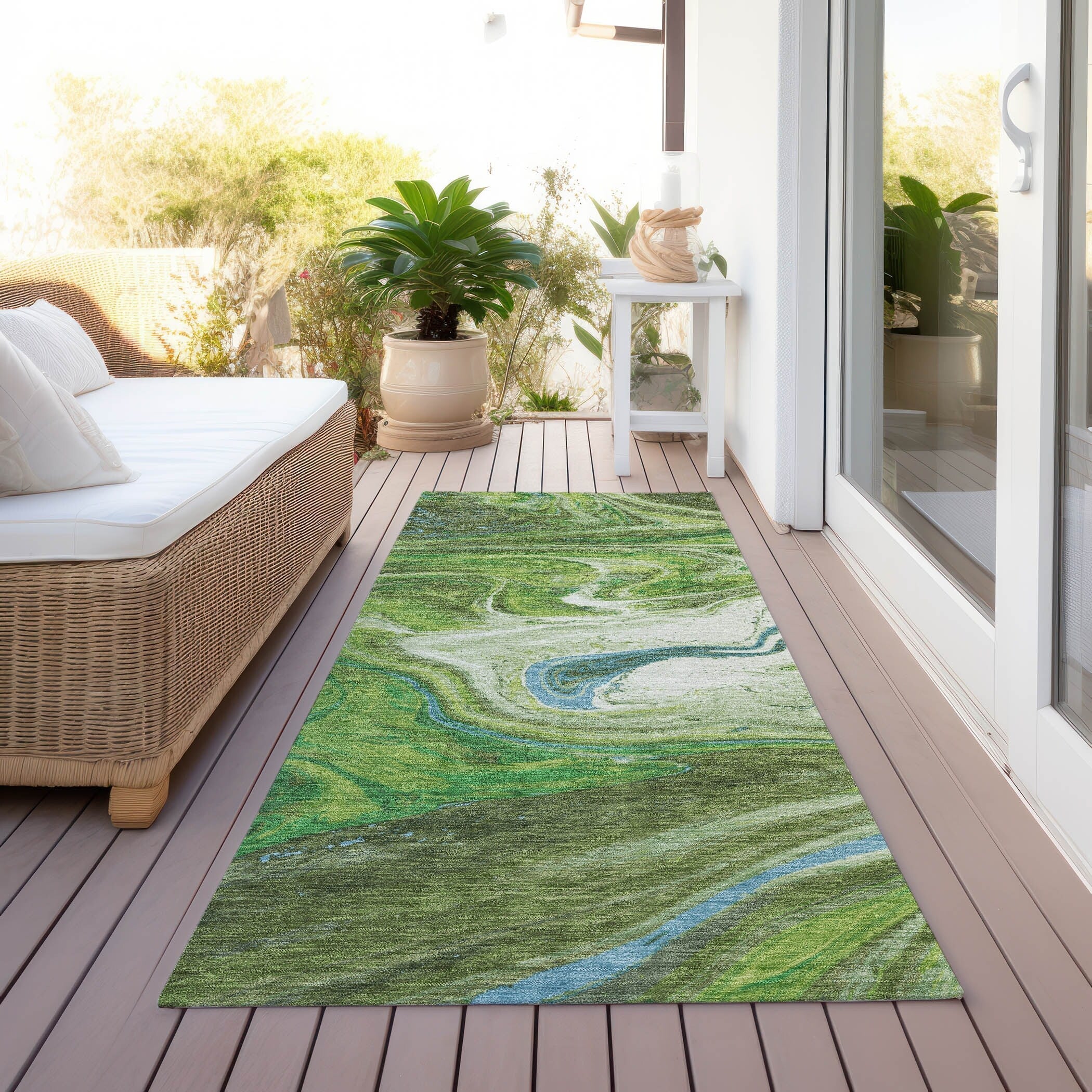 Tapis Chantille à motifs abstraits, lavable en machine, pour intérieur et extérieur