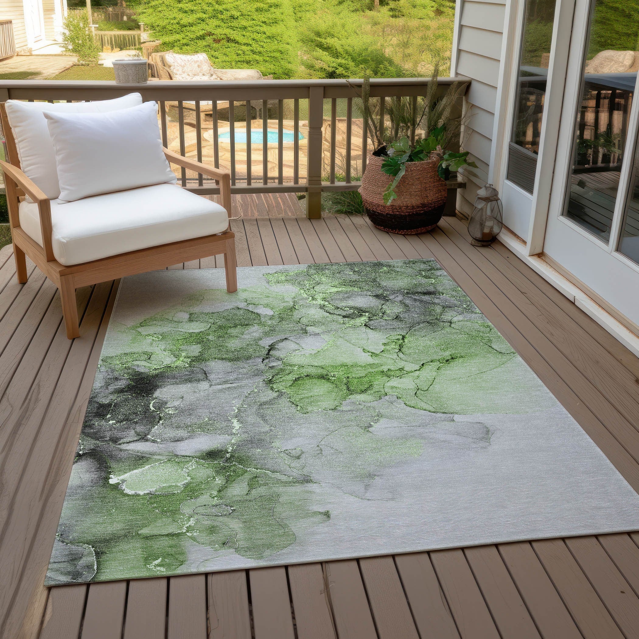 Tapis Chantille abstrait lavable en machine pour intérieur/extérieur