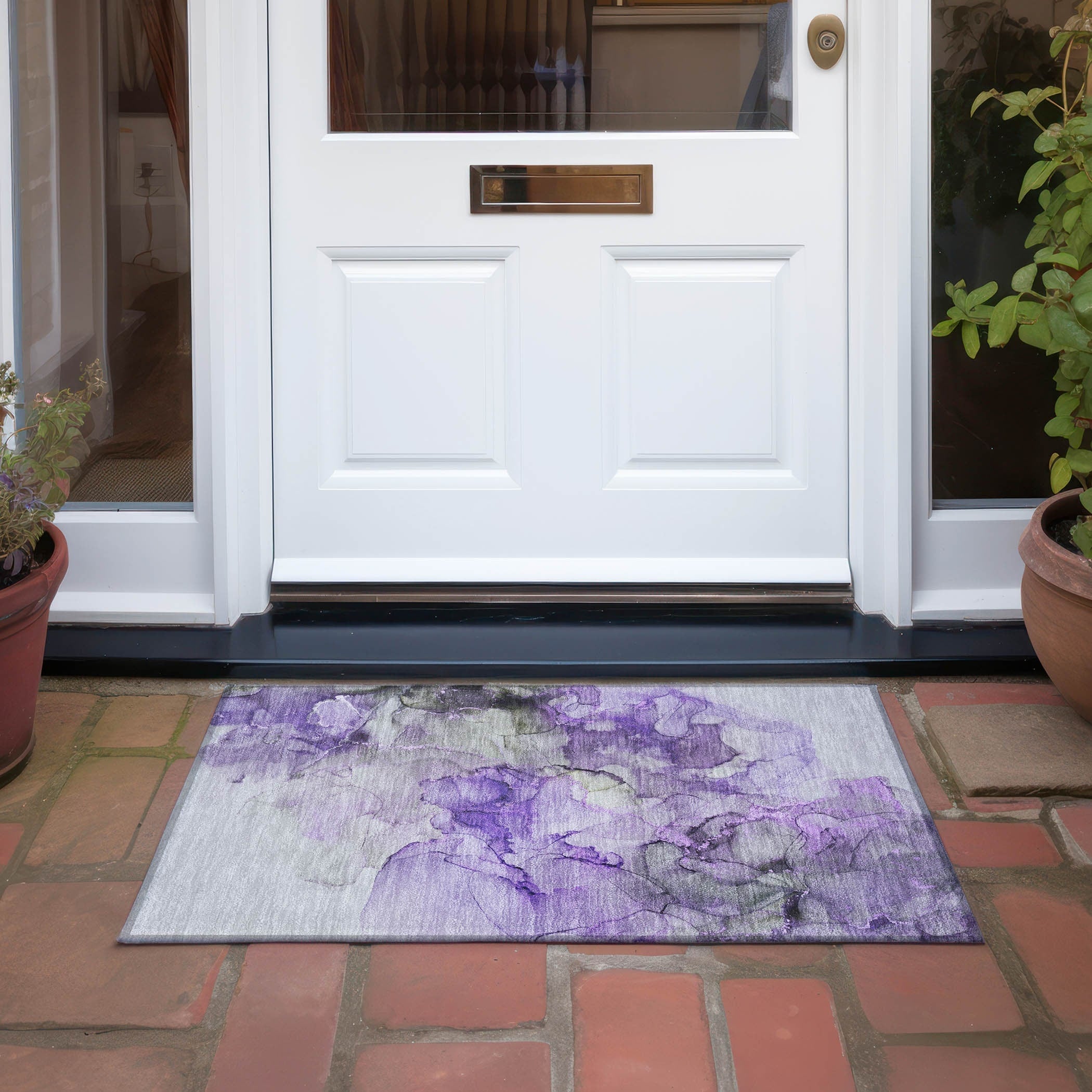 Tapis Chantille abstrait lavable en machine pour intérieur/extérieur