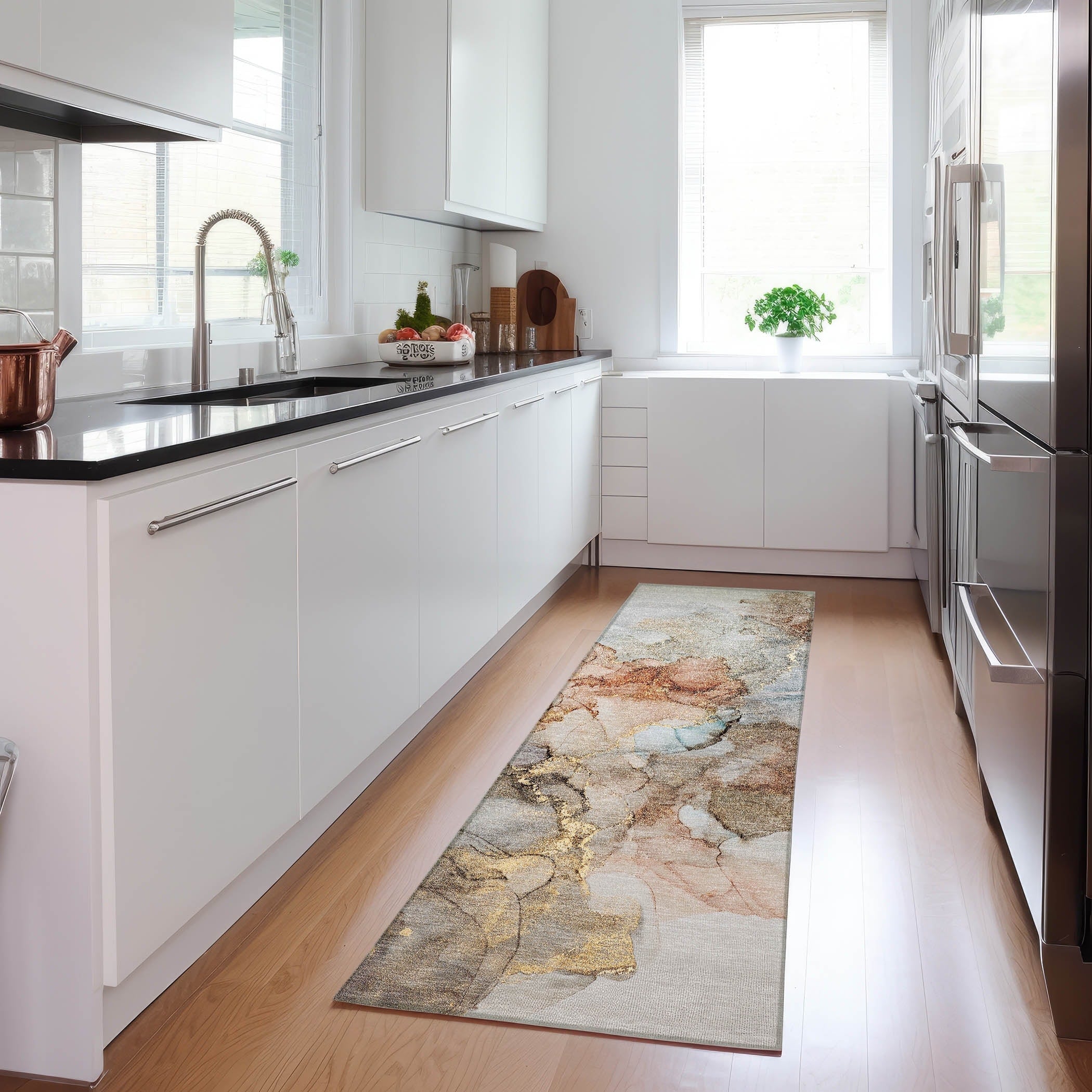 Tapis Chantille abstrait lavable en machine pour intérieur/extérieur