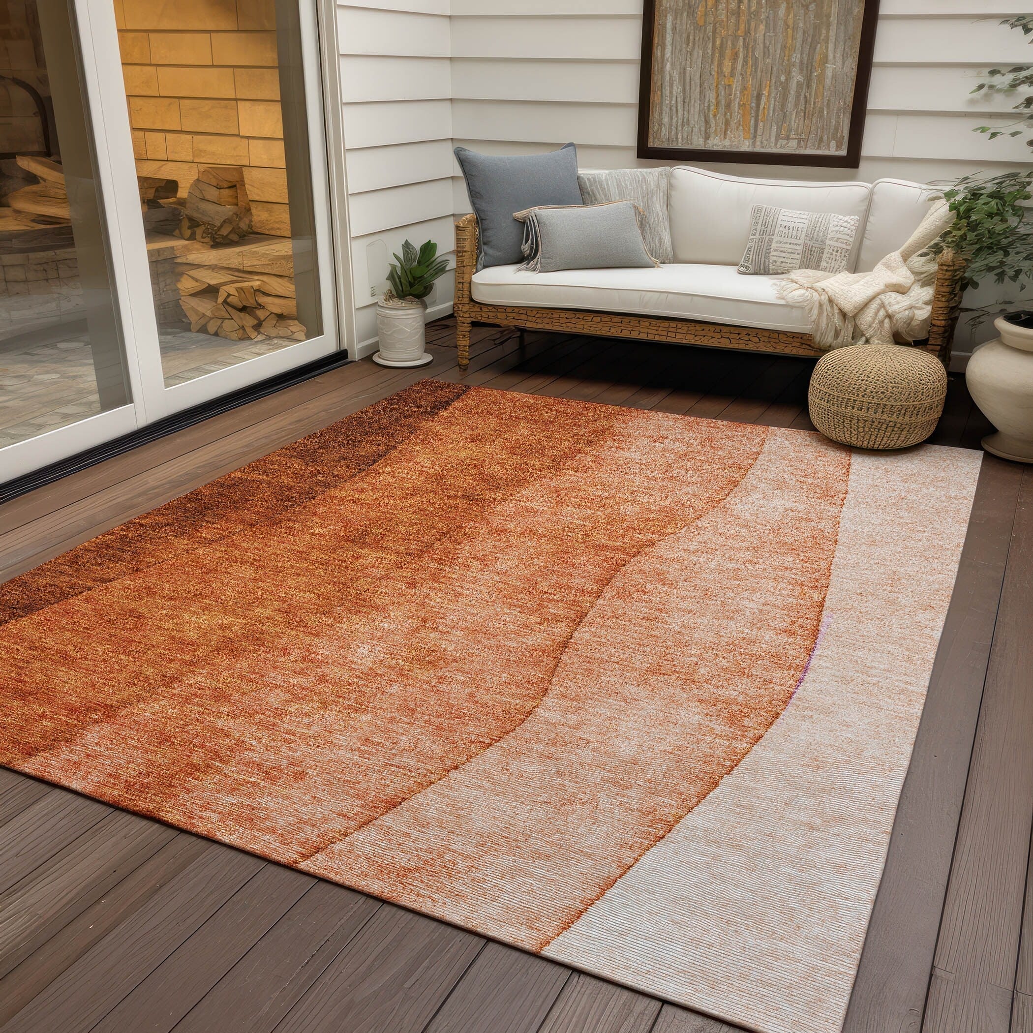 Tapis Chantille contemporain ombré lavable en machine pour intérieur/extérieur
