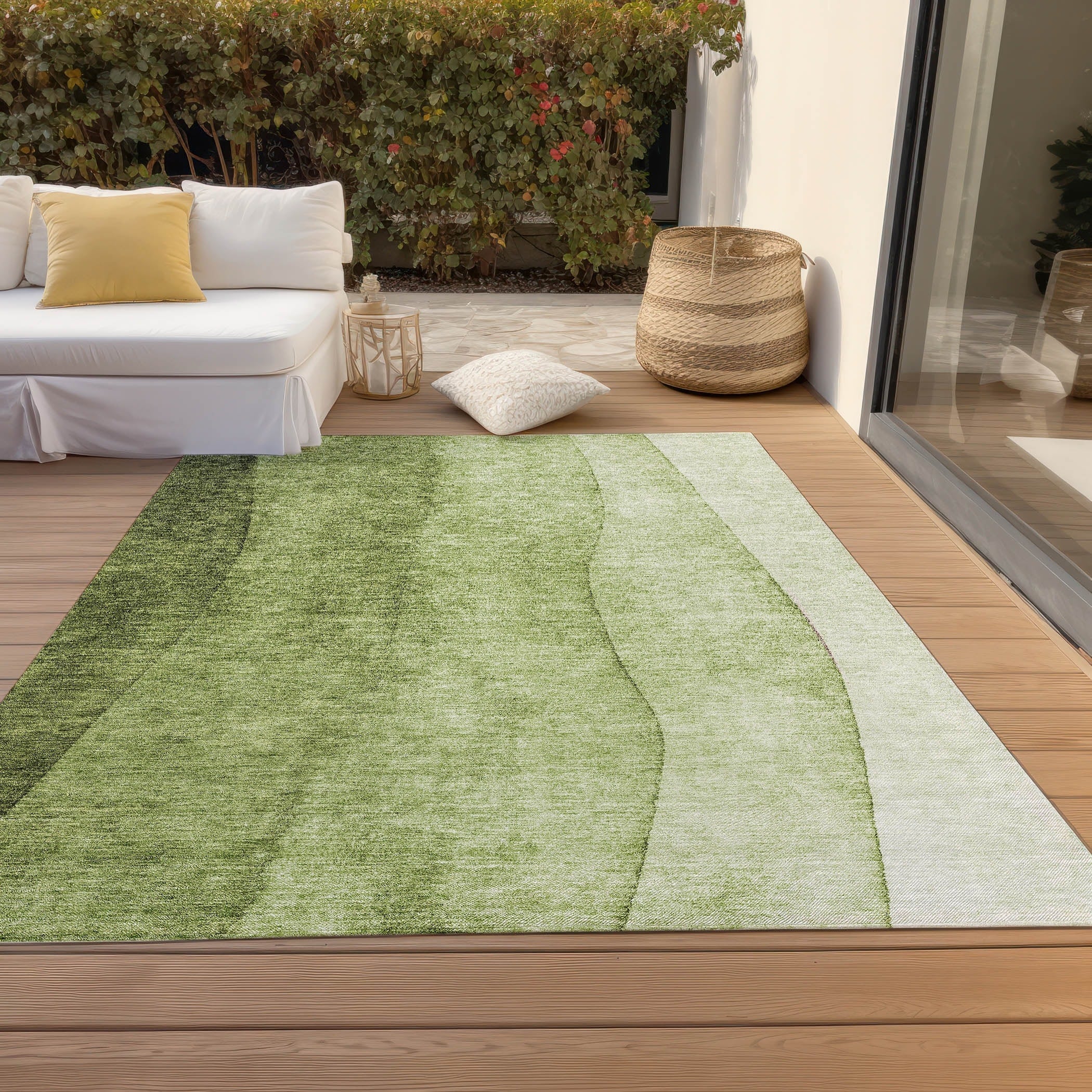 Tapis Chantille contemporain ombré lavable en machine pour intérieur/extérieur