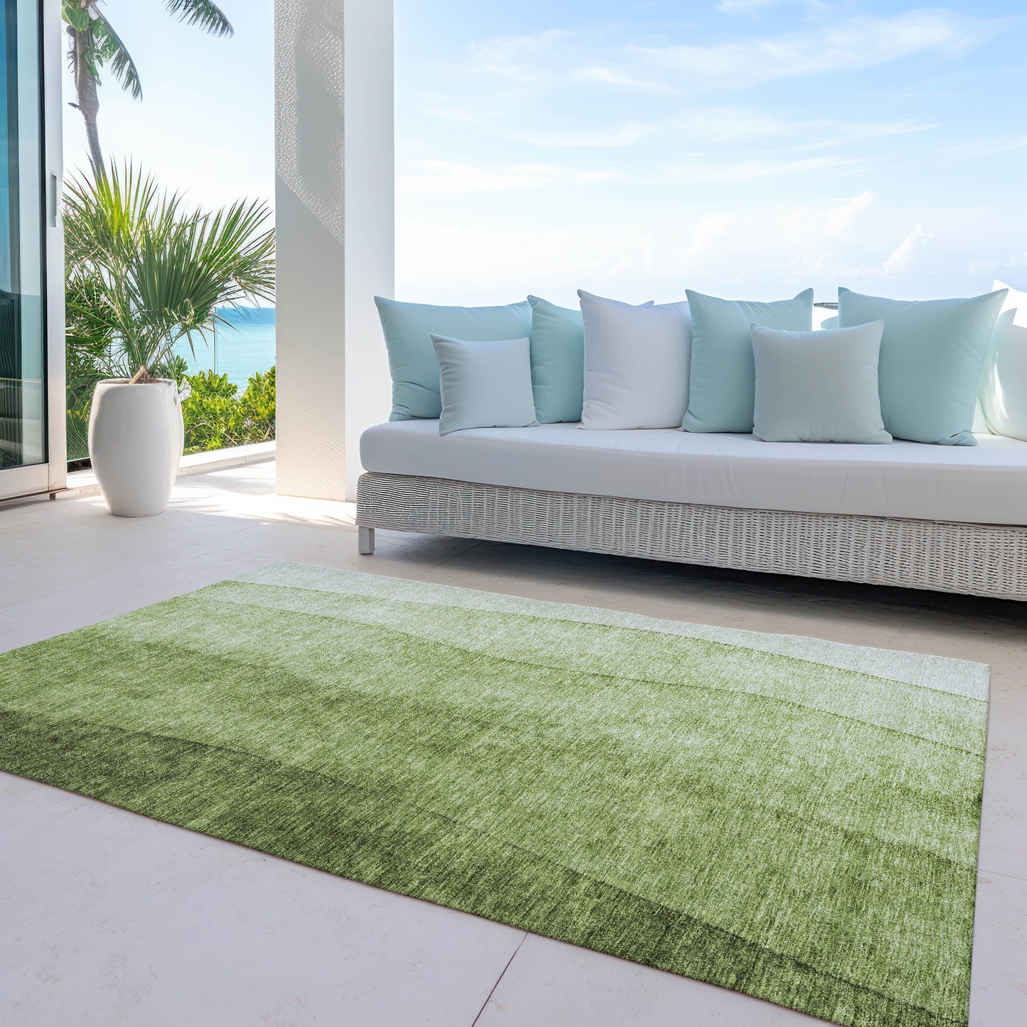 Tapis Chantille contemporain ombré lavable en machine pour intérieur/extérieur