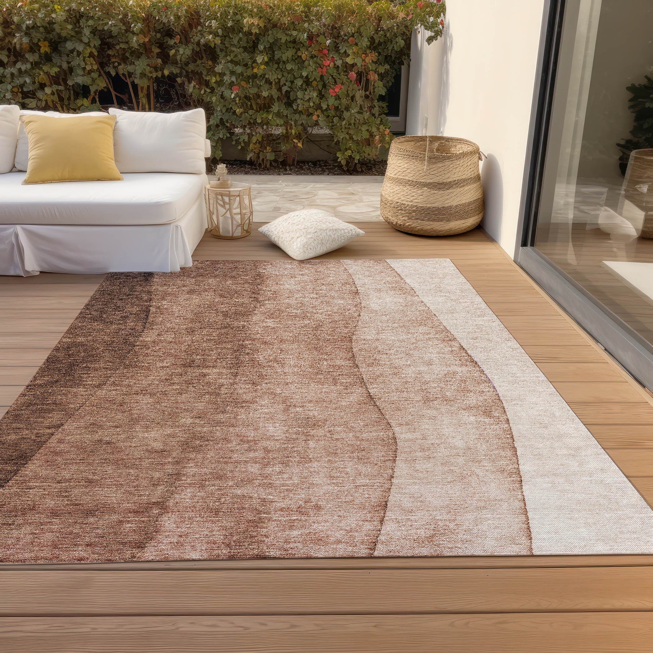 Tapis Chantille contemporain ombré lavable en machine pour intérieur/extérieur