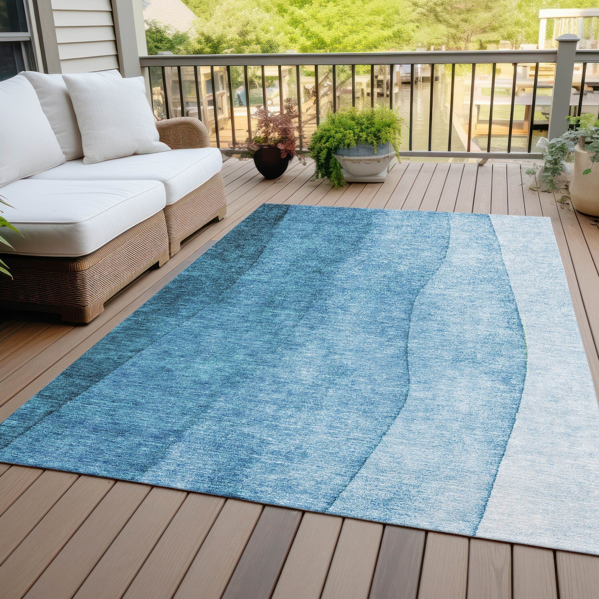 Tapis Chantille contemporain ombré lavable en machine pour intérieur/extérieur