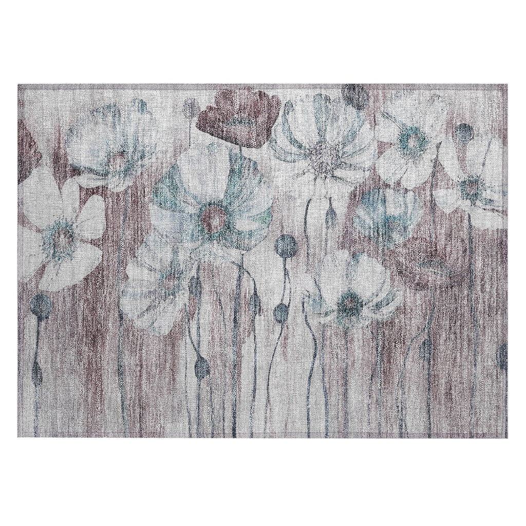 Tapis Chantille moderne à motif floral, lavable en machine, pour intérieur/extérieur