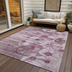 Tapis Chantille moderne à motif floral, lavable en machine, pour intérieur/extérieur