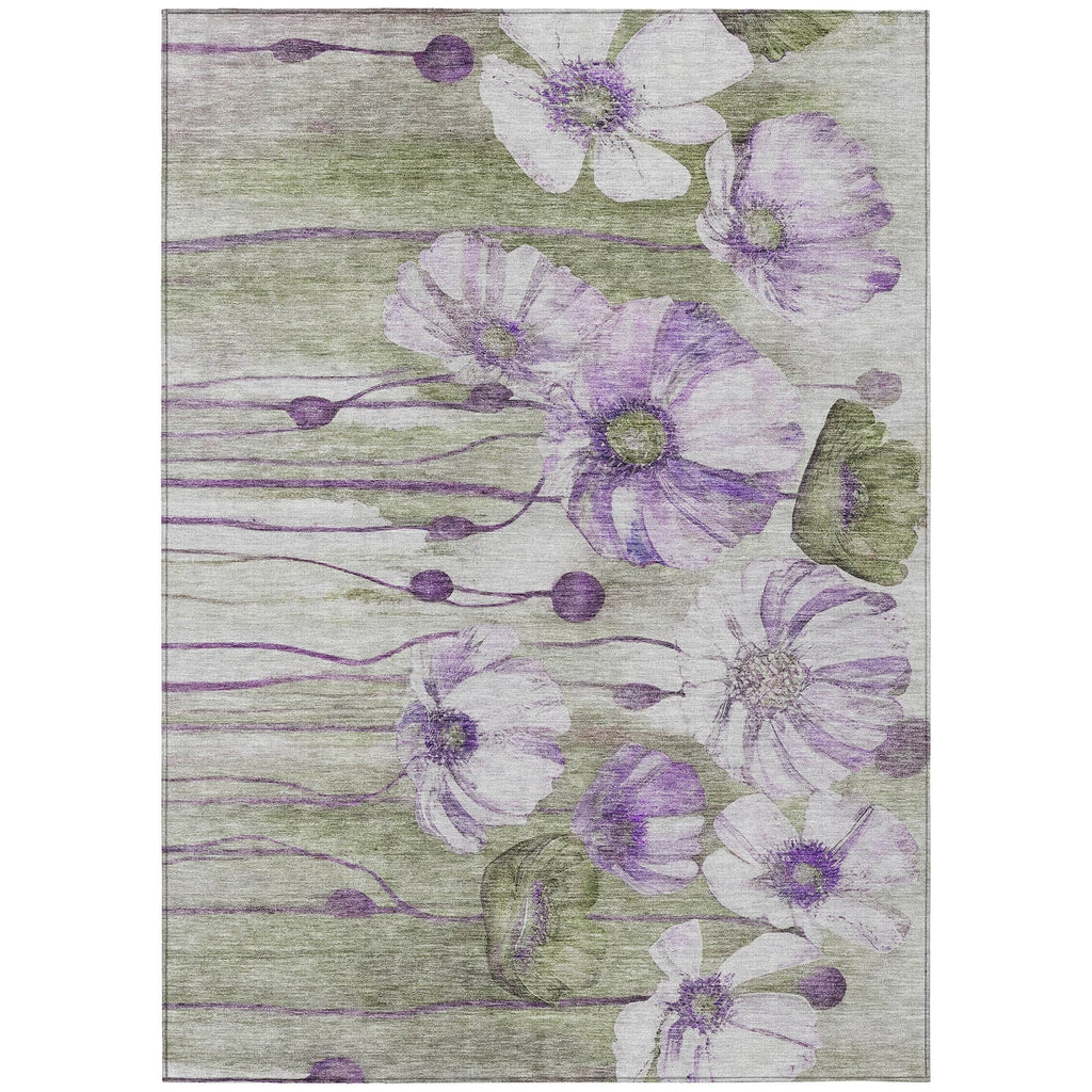 Tapis Chantille moderne à motif floral, lavable en machine, pour intérieur/extérieur