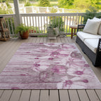 Tapis Chantille moderne à motif floral, lavable en machine, pour intérieur/extérieur